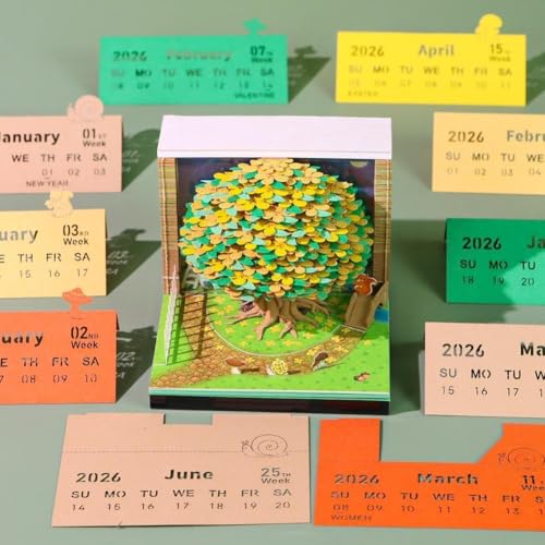 Calendrier de bureau 2026 papier sculpté bloc-notes décoratif - 6