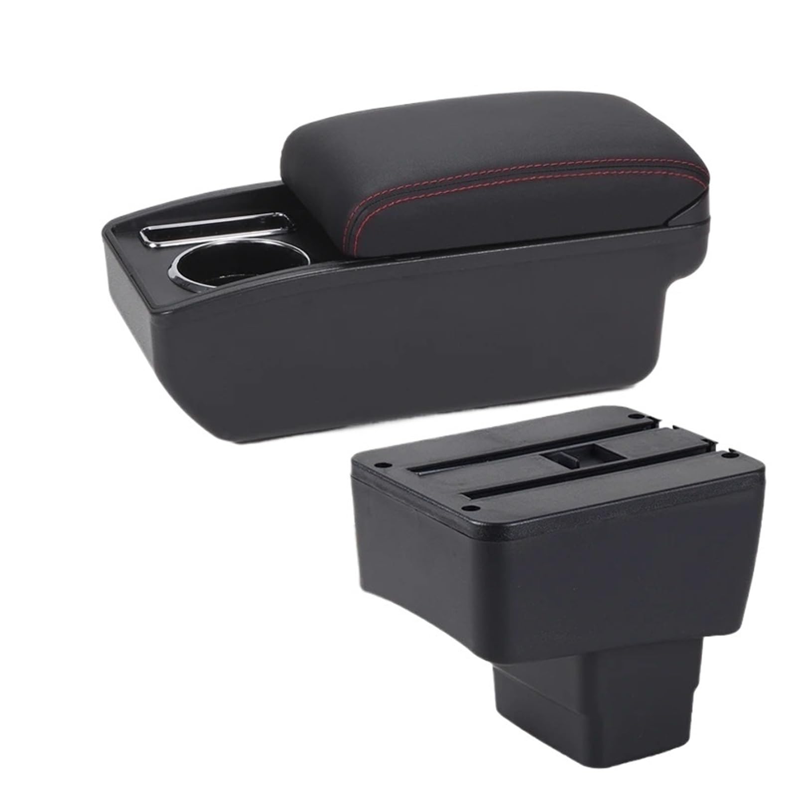Hguvsjd Armrest Box For Mazda 2 II For CX-3 For CX3 Armrest Storage Box Retrofit Dedicated Interior Accessories Car Armrests(C Black red NO USB)