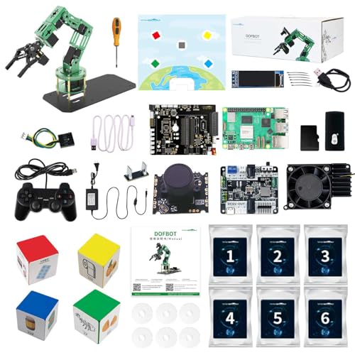 Yahboom Raspberry Pi5 4GB Robotic Robot Arm Kit AI Hand Building with Camera 6-DOF Programmable AI Electronic DIY Robot for Adults ROS Open Source (with Pi5-4GB)