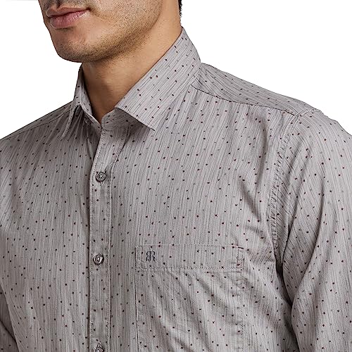 Image of Raymond Men's Pure Cotton Print Pattern Slim Fit Regular Collar Full Sleeve Casual Shirt