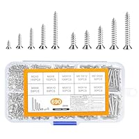 690Stk M2,M3 Kleine Schrauben Set, Kleine Holzschrauben Set, Blechschrauben Selbstschneidende Schrauben Set,Flachkopfschrauben Kreuzkopf Senkkopfschrauben,Mini Schraubenset,Modellbau Schrauben(Silber)