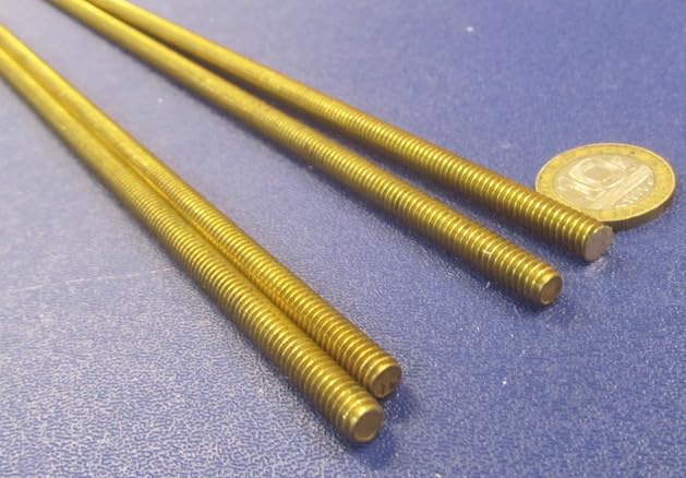 Brass Fully Threaded Round Rod, RH, 1/4"-20 Diameter x 12" Length, 4 Pcs.