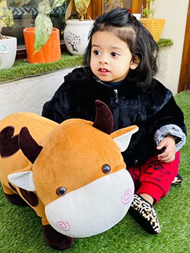 Image of DearJoy Big Size Fibre Filled Stuffed Animal Cow Soft Toy for Baby of Plush Hugging Soft Toy for Kids boy Girl Birthday Gift (50 cm, Brown)