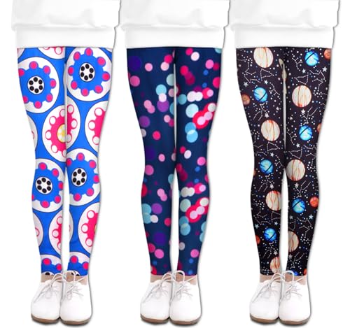 Image of LUOUSE 3 Pack Teen Girls' Cute Stretch Dance Leggings Little Kids Slim Fit Pants Full Length Size 12-13 Years