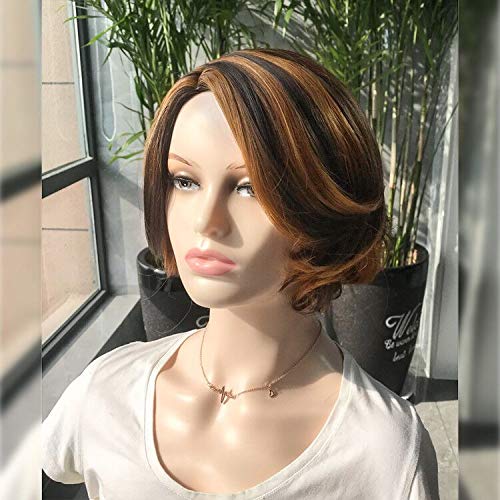 WIGNEE Short Bob Straight highlights Wig Short Pixie Cut Ombre Wig Synthetic Short Wigs for black Women (P4/27/30)