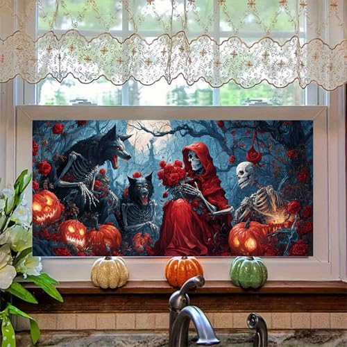 Vinilo decorativo para ventana calavera lobo HOMETITUTE miniatura 6