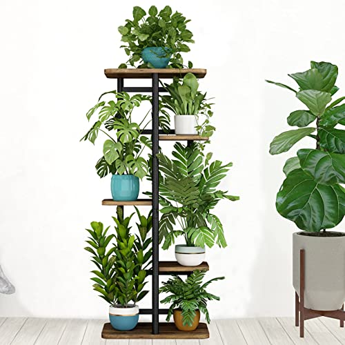 Image of LINZINAR Plant Stand Indoor 5 Tier Metal Plant Shelf Stands for Multiple Plants Garden Corner Balcony Living Room Bedroom, Black