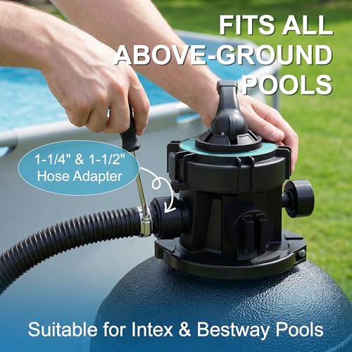 Image of LANCHEZ Sand Filter Pump for Above Ground Pool, Pool Pumps Above Ground, Pool Sand Filter with 7-Way Valve, 13in(3,500GPH)