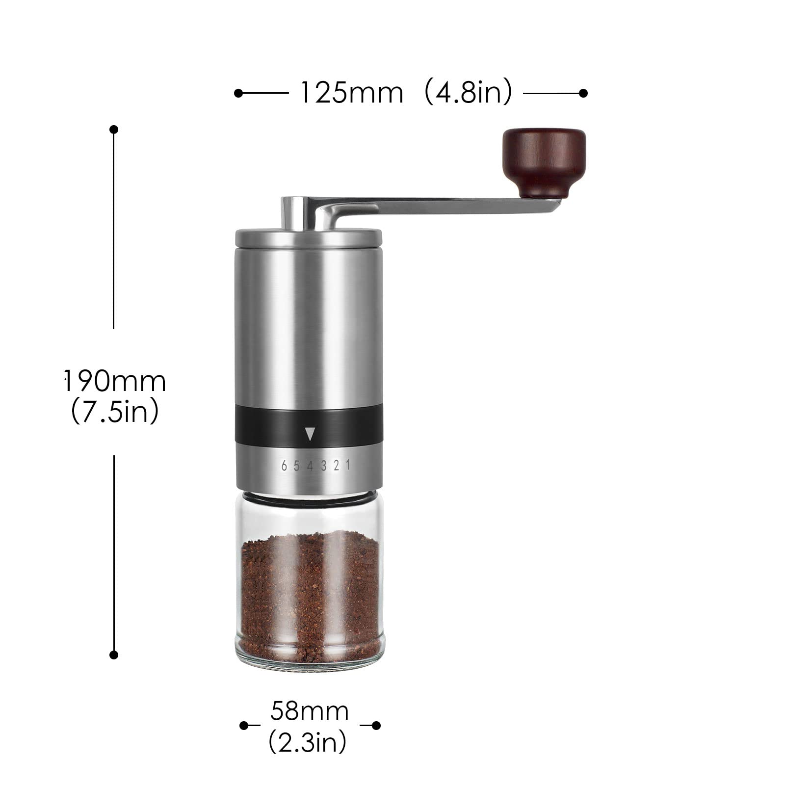 Vzaahu, Macinacaffè Manuale, con Ruvidità Regolabile 6 Livelli, Macina in Ceramica Conica, Portatile per Viaggi, in Ufficio, a Casa