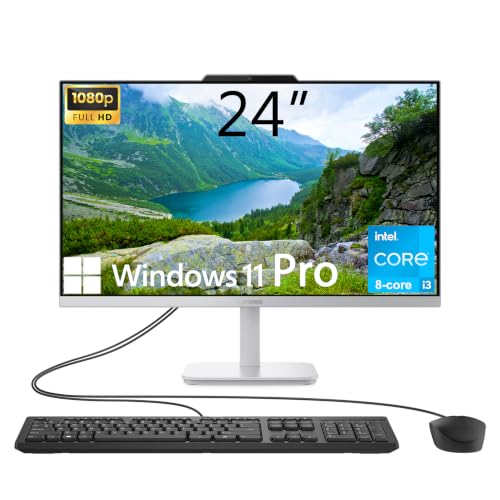 Image of Lenovo 24 inch A100 All-in-One Desktop Computer, 8-core Intel Core i3-N305 CPU | 32GB RAM, 512GB SSD, Wi-Fi 6, HDMI, Wired Keyboard & Mouse, Windows 11 Pro