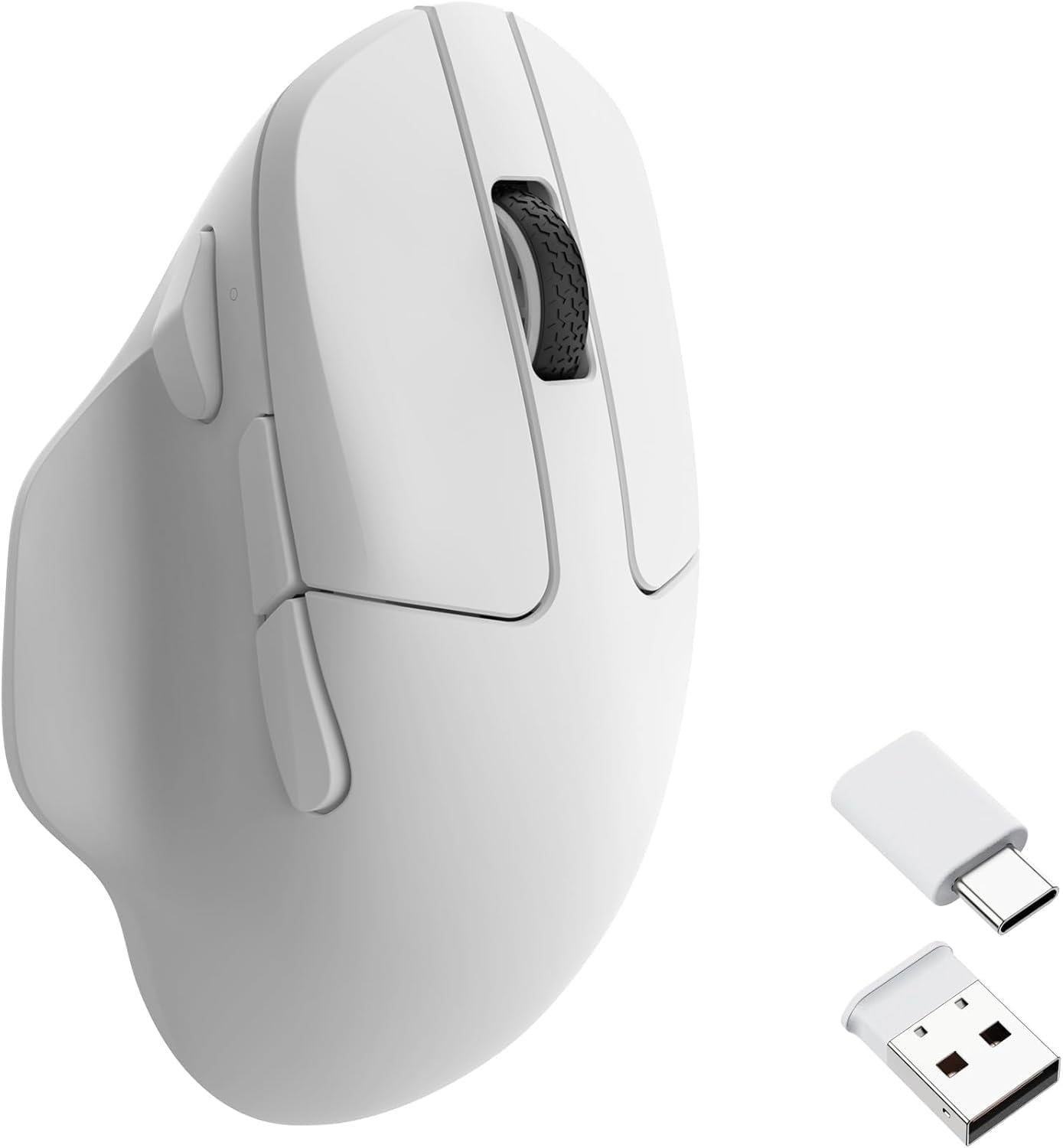 Keychron M7 Ratón inalámbrico para Ordenador, 26.000 dpi ópticos, 2,4 GHz/Bluetooth/Cable con botón Macro 63 g Ergonómico Ligero, hasta 70 Horas de Trabajo para portátiles macOS/Windows - Blanco