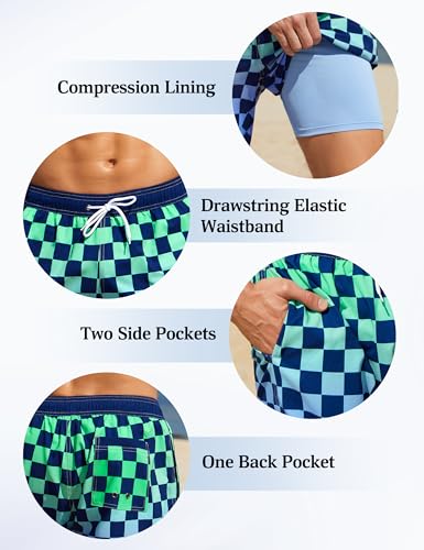 unitop Men's Swim Trunks with Compression Liner Quick Dry Bathing Suit Summer Beach Shorts with Pockets4