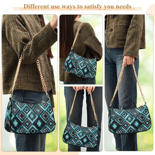 Bolso Tote Negro Mármol Turquesa para Mujer miniatura 6