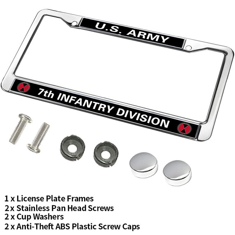 Image of 7th Infantry Division Durable License Plate Frame Veteran US Army License Plate Frame for Thanksgiving