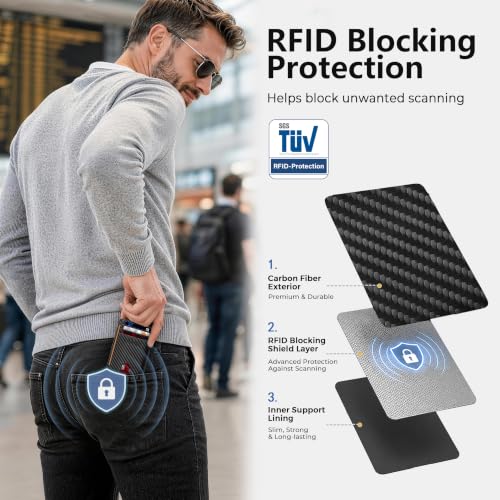 Image of RUNBOX Slim Minimalist Front Pocket RFID Blocking Leather Wallets for Men and Women Card Holder Wallets Gifts for men