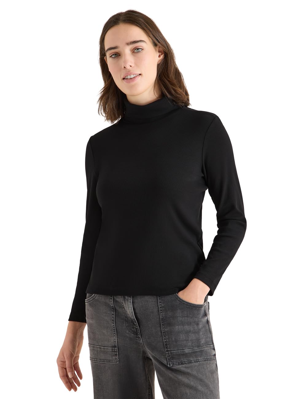 Cecil Damen Langarmshirt in Rippstruktur