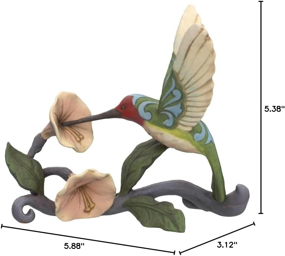 Enesco Jim Shore Heartwood Creek Hummingbird with Flower Figurine, 5.375 Inch, Multicolor