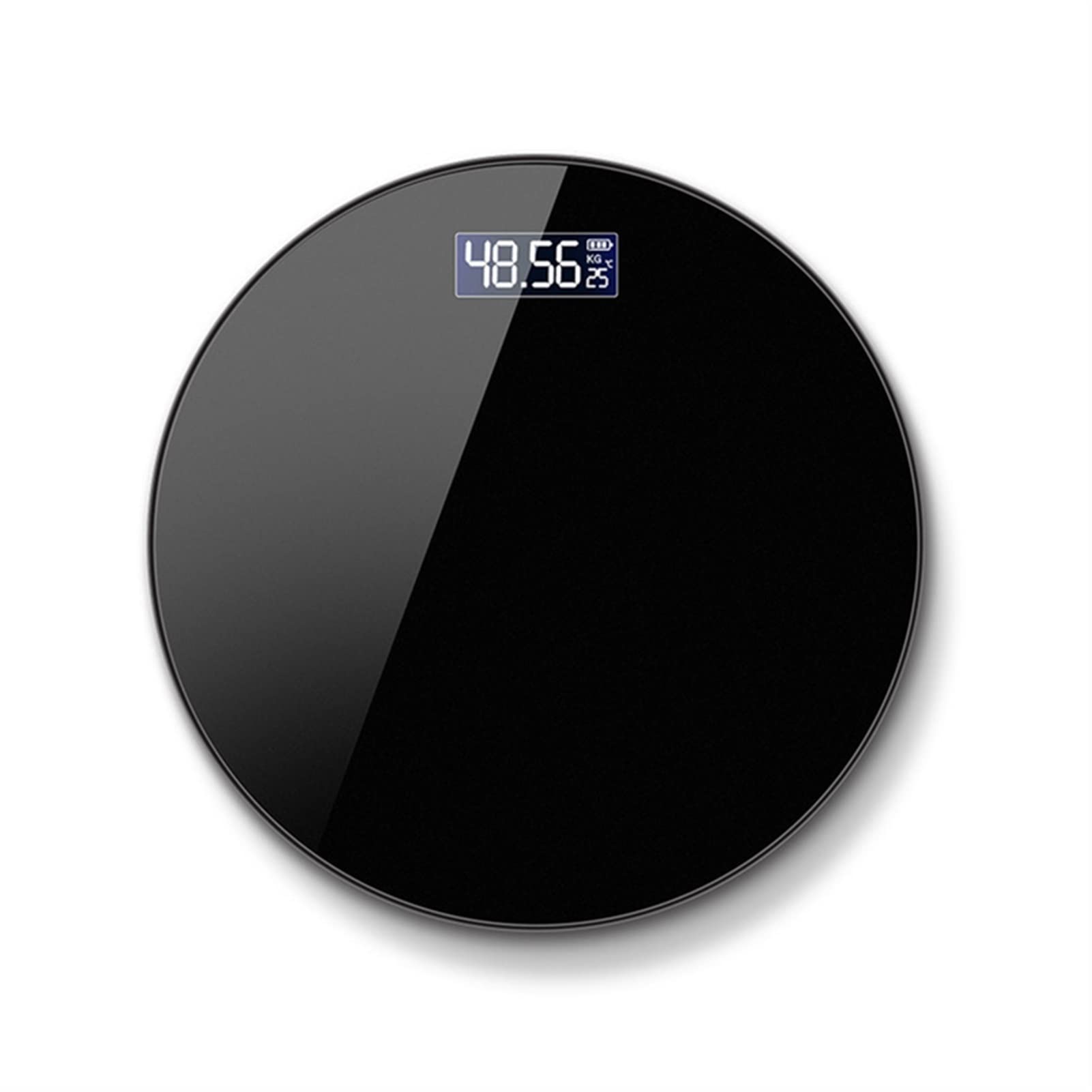 JINGYAN Básculas digitales Bathroom Scales Floor Body Weight Scale Round Toughened Glass LED Digital Electronic Weighing Bath(Battery Black)