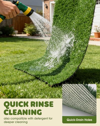 Image of Powools Grass Pad for Dogs Potty - 3-Layer Reusable Dog Grass Pad with Tray, Washable Artificial Grasses Dog Potty Tray with Drainage Holes, Indoor & Outdoor Grass Pee Pad for Dogs, 30 inch x 20 inch