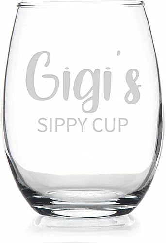 HTDesigns Gigi Sippy Cup - Copa de vino sin tallo, regalo para el día de la madre, regalo por primera vez Gigi