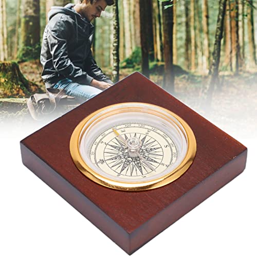 Brújula Vintage de Aleación con Caja de Madera para Camping miniatura 5