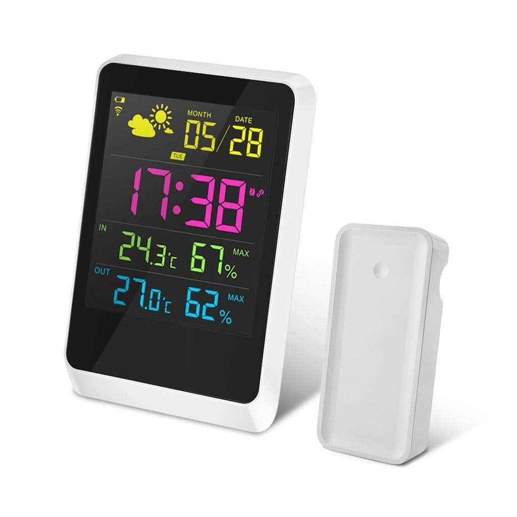 Wireless Termometro elettronico e Multi-Funzione Orologio igrometro Famiglia Camera Orologio con termometro Studio Desk Clock (Size : 1)