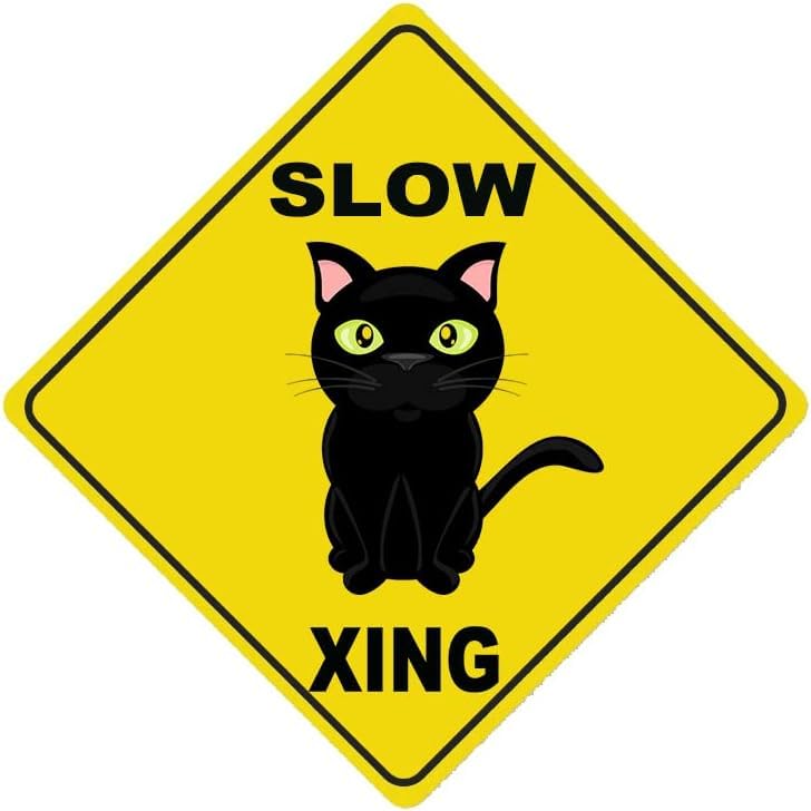 Slow Cat Crossing Sign Warning Sign Slow Cat Crossing Novelty Zone Sign Wall Decor For Farm Yard Front Door Indoor Outdoor Street Sign Rustic Road Sign 30x30 Cm