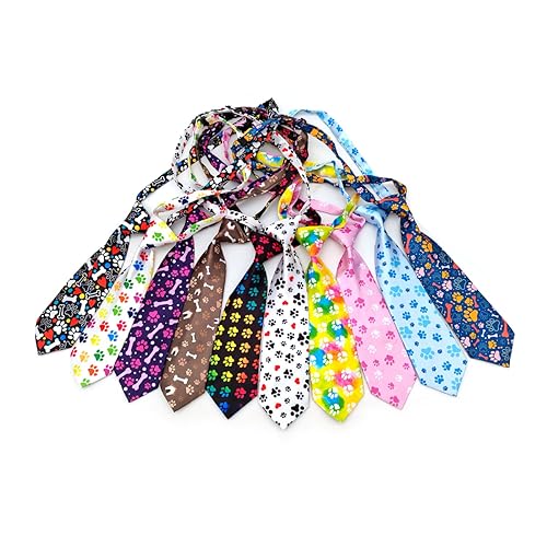 PET SHOW 10pcs Paw Print Medium Dog Ties Neckties for Medium Large Dogs Adjustable Holiday Birthday Grooming Accessories Neck Ties Girl Boy Festival Wedding Costumes Puppies Party Gift