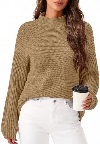 PRETTYGARDEN Womens Sweaters Fall Fashion 2025 Oversized Long Sleeve Mock Neck Chunky Knit Pullover Tops Winter Clothes
