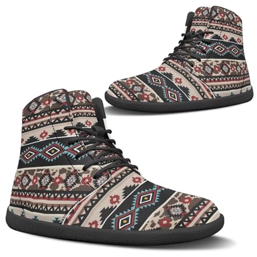 Binienty Men Women Minimalist Barefoot Shoes PU Leather High Top Zero Drop Athletic Hiking Walking Sneakers