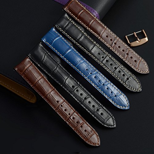 Wocci 20Mm Watch Band Quick Release - Alligator Embossed Leather Watch Strap Black Black With Gold Buckle #TOP6