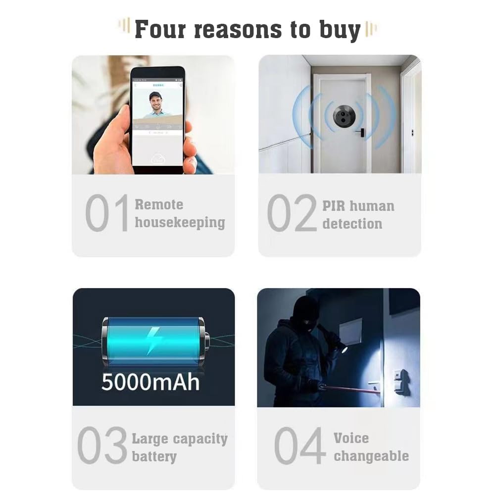 Timbre con vídeo WiFi para cámara de Mirilla de apartamento Pantalla a Color de 4,3 Pulgadas Aplicación Smart TY 1080P PIR Detección de Movimiento Cámara de Alarma Visualización