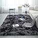 Shag Collection Area Rug Soft Faux Silky Smooth Sheepskin Carpet Fluffy Area Rug for Home Kids Bedroom Dormitory Decor Chair Cover Seat Pad Sofa Bedside Anti-Slip Shaggy Throw Rug Grey 5.3 x 6.6ft