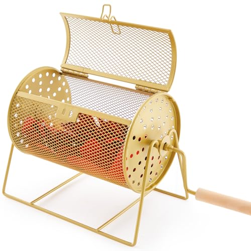 Teenyyou Raffle Drum Holds 600 Tickets Metal Ticket Wheel Spinner with Stand Raffle Tickets Cage for Games Events Parties School Drawings( Crank Handle Gold 7.09 x 4.72 Small)