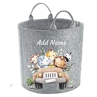Personalised Safari Animal Car Toy Storage Basket Large 50l |Tub |Trug | Toy Box | Kids Toy Organisation