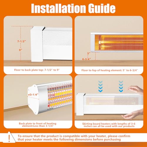 Image of Baseboard Heater Cover, Adjustable Length from 3FT to 6FT, Including Left and Right End Covers, High Carbon Steel, Total Length of 6FT，Easy Installation