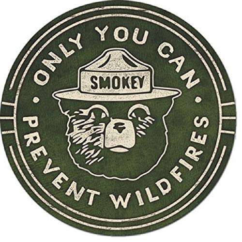 Image of Smokey Bear 12x12 Inch Vintage Retro Round Metal Tin Sign Wall Decor Funny Iron Painting 30cm Diameter