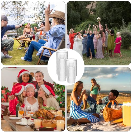 ZHANChen Jager Bomb Shot Becher Plastik 100 Stück Schnapsgläser Plastik 175+25ml Shotgläser Wiederverwendbar Plastikbecher mit Schnapsglas-Einsatz für Verkostung Partys