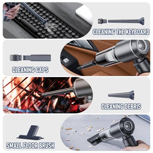 Image of Houscly Car Vacuum Cordless Mini Handhled 4-in-1 High Power Cleaner 20000Pa | brushless motor, 6000mAh, rechargeable, duster blower pet hair crumb cleaning for car, sofa, office desk; Ideal gifts for men