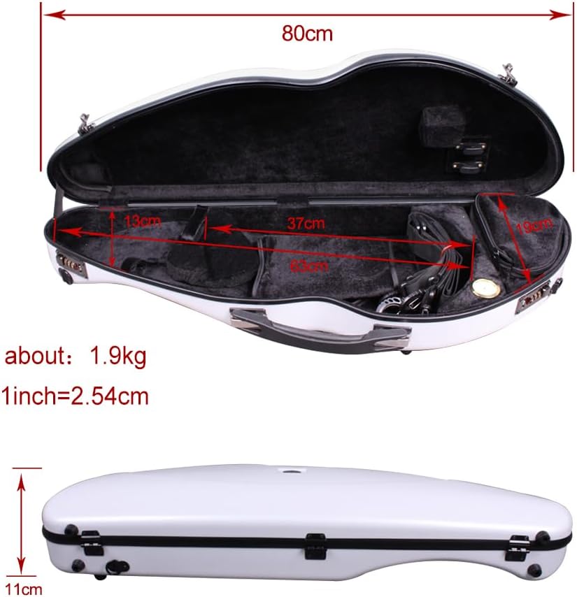 yinfente Violin Case 4/4 Full Size 1.9kg Carbon Fiber Half Round Shape Viloin Bag With Strap Combination Lock And Accessories Bag Black Strip
