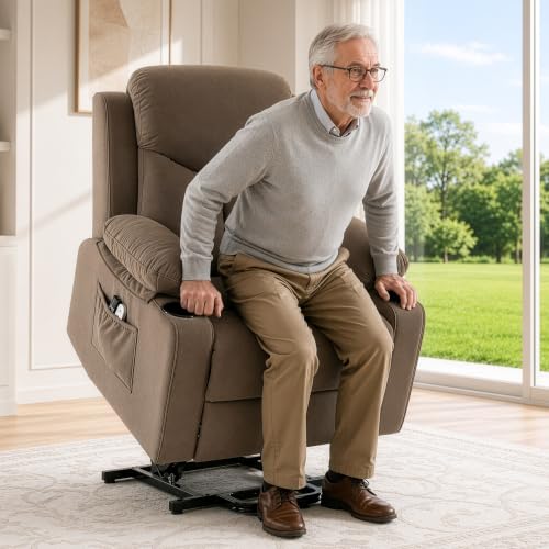 Image of Power Lift Recliner Chair for Elderly with Massage and Heat,Recliner Chairs for Adults with Remote,Electric Lift Chair with Side Pockets,USB & Type-C Ports for Living Room (Coffee Brown)