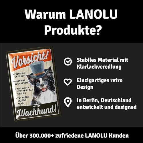 LANOLU Retro Blechschild Vorsicht kein Wachhund, Hunde Geschenke, lustiges Warnschild als Geschenk für Hundeliebhaber und Hundefreunde, Deko Schild Hund, 20x30cm