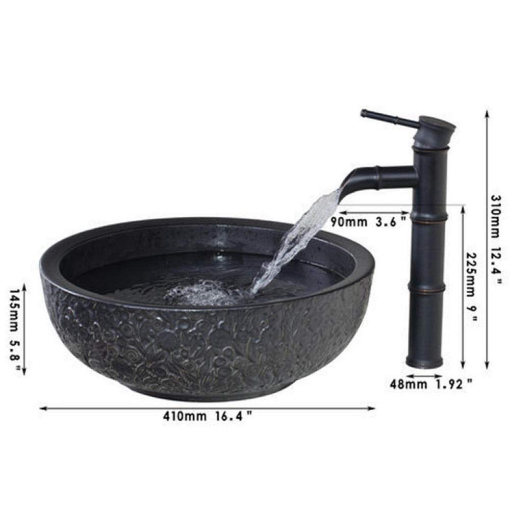 Waschtisch Keramik Waschbecken Schiff Toilette Waschbecken Waschbecken Bad Kombinieren Messing Schiff Vanity Tap Mischbatterie Wasserhahn & Pop-Up Drain