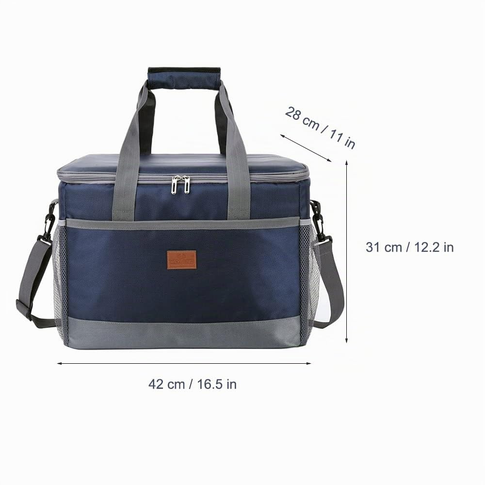 Borsa Frigo Isoterma, 36L Borsa Termica Pieghevole, Borsa Termica Porta Pranzo, con Tracolla Regolabile, Alta Capacità, per Picnic, Barbecue, Campeggio, Viaggio (Blu Scuro)