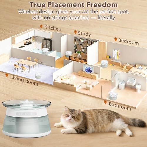 Fuente de agua para gatos de vidrio inteligente 2.5L miniatura 2