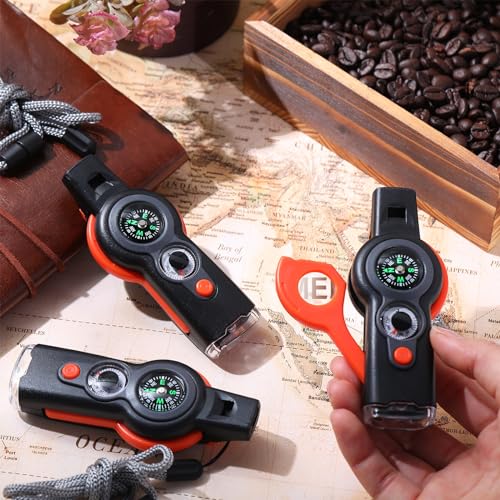 12-Pack-Emergency-Safety-Whistle-7-in-1-Loud-Survival-Whistle-with-Lanyard-Multifunctional-Tool-with-Compass-Thermometer-Reflecting-Mirror-Magnifiers-LED-Lights-for-Outdoor-Hiking
