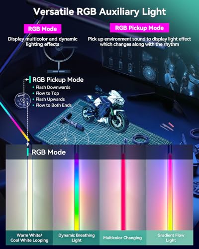 Image of LED Desk Lamp with Clamp, Dual-Light Architect Lamp with RGB Light & Remote