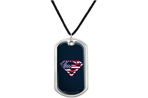 Superman USA American Flag Shield Logo Military Dog Tag Pendant Necklace with Cord