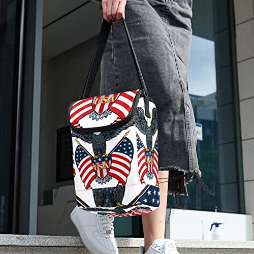 Bolsa de almuerzo con bandera de EE. UU. térmica e impermeable unisex 6