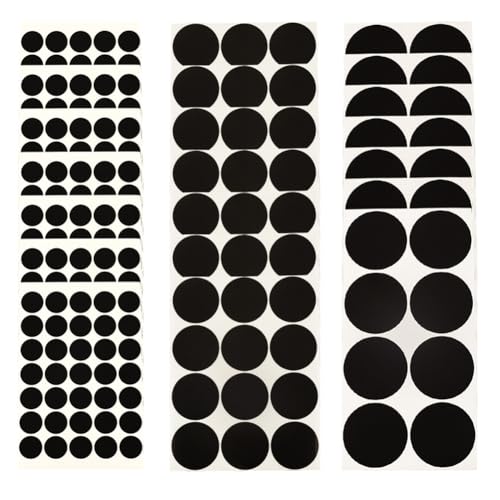 BEAMARKER Pegatinas Redondas Negras, 21 Hoja, 3 tamaños, 2 y 2.36 Pulgadas, Etiquetas de Puntos de Plástico Mate, Etiquetas Adhesivas con Codificación de Colores, Etiquetas Circulares para Sellar